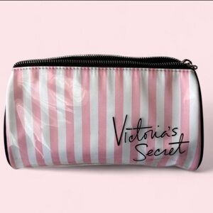 Victoria's Secret Pink and White Striped Cosmetic Bag